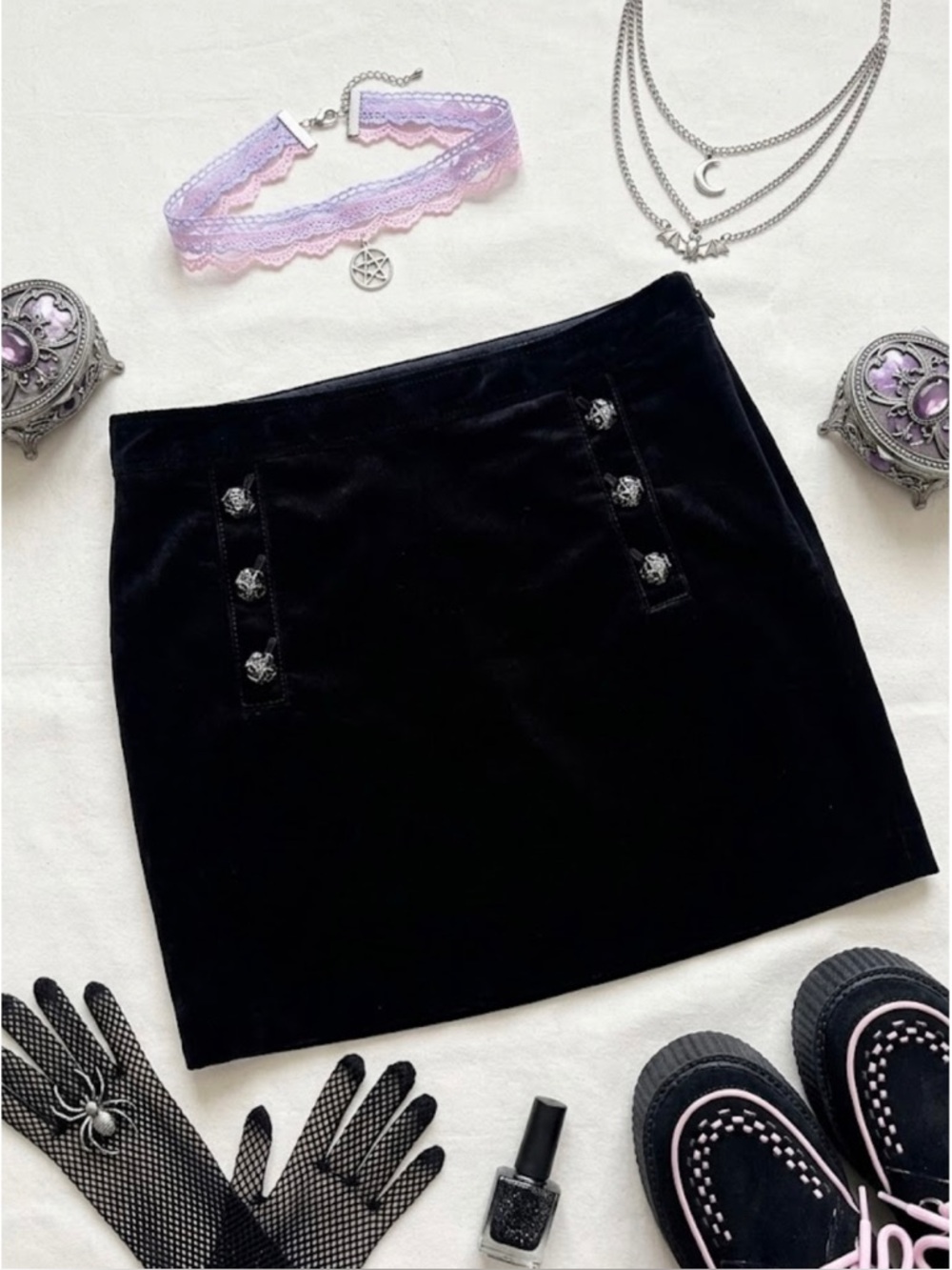Banana Republic Black Velvet Button Front Mini Skirt [Holiday ‘08]